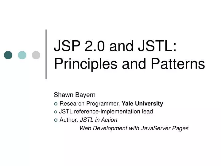 jsp 2 0 and jstl principles and patterns
