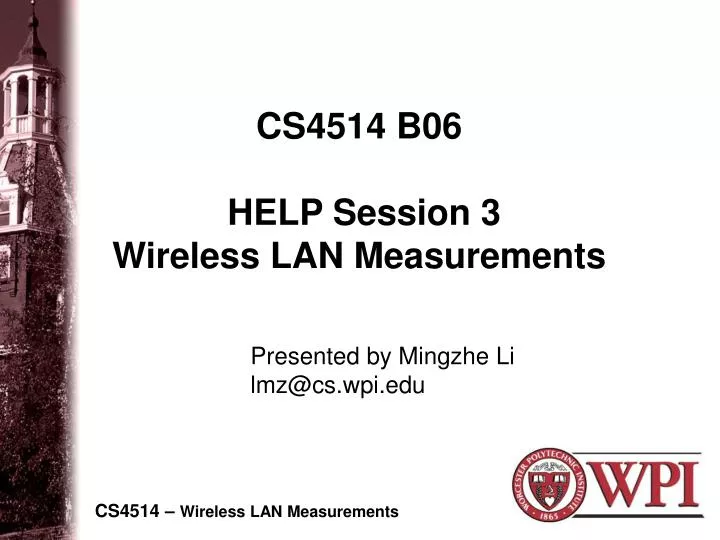 cs4514 b06 help session 3 wireless lan measurements