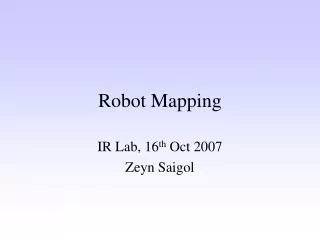 Robot Mapping