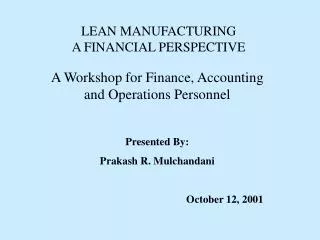 LEAN MANUFACTURING A FINANCIAL PERSPECTIVE