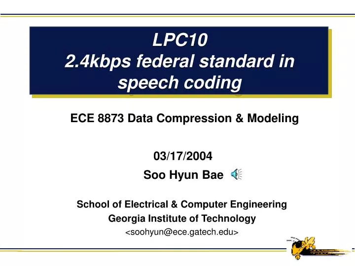lpc10 2 4kbps federal standard in speech coding