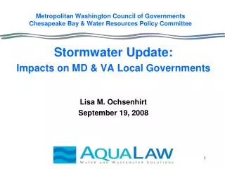 Metropolitan Washington Council of Governments Chesapeake Bay &amp; Water Resources Policy Committee