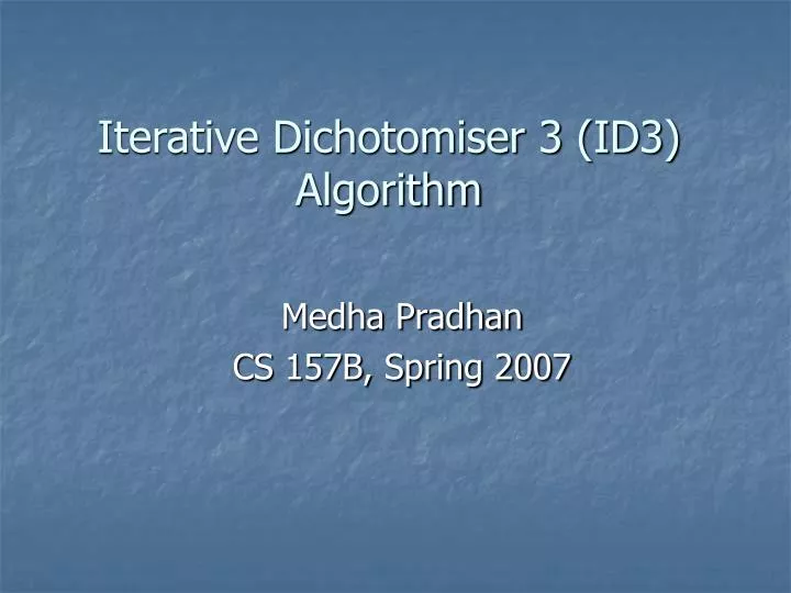iterative dichotomiser 3 id3 algorithm