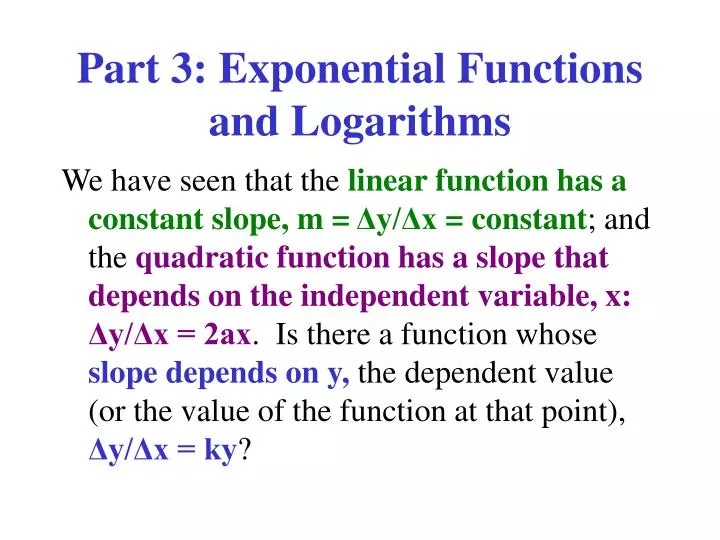 part 3 exponential functions and logarithms