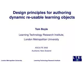 Design principles for authoring dynamic re-usable learning objects