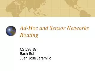 Ad-Hoc and Sensor Networks Routing