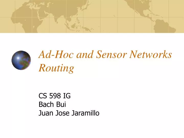 ad hoc and sensor networks routing