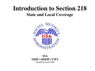 Introduction to Section 218 State and Local Coverage