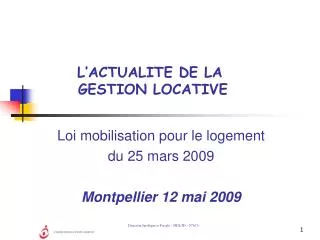 L’ACTUALITE DE LA GESTION LOCATIVE