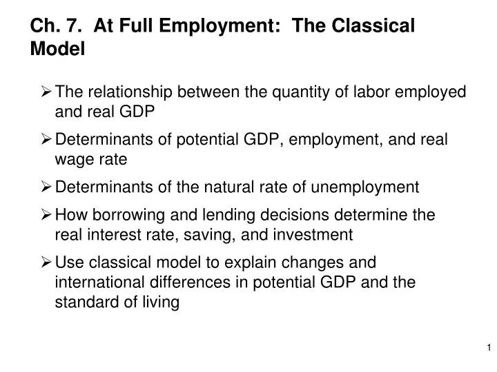 ch 7 at full employment the classical model