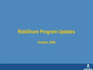 RideShare Program Updates