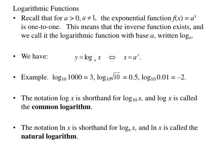 logarithmic functions