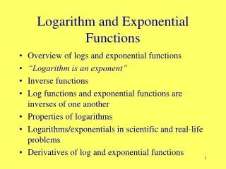 Logarithm and Exponential Functions