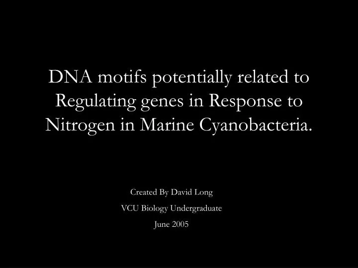 dna motifs potentially related to regulating genes in response to nitrogen in marine cyanobacteria