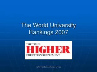 The World University Rankings 2007