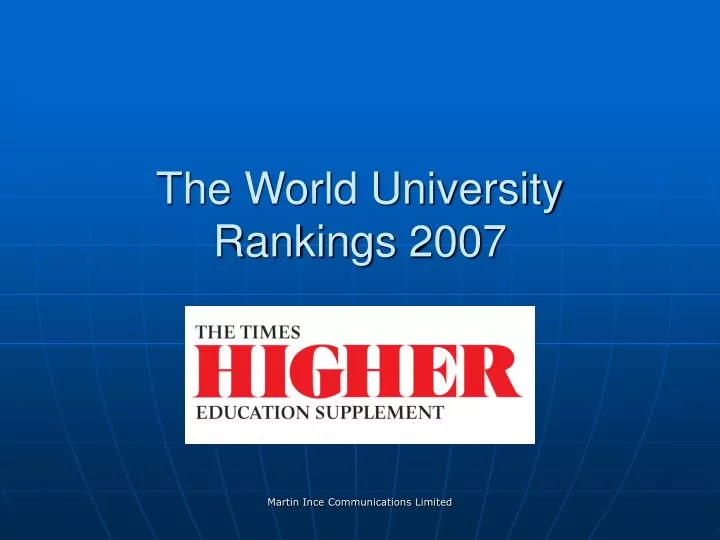 the world university rankings 2007