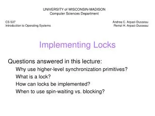 Implementing Locks