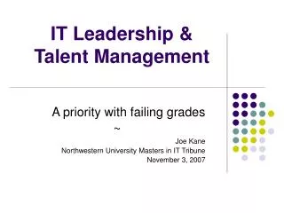 IT Leadership &amp; Talent Management