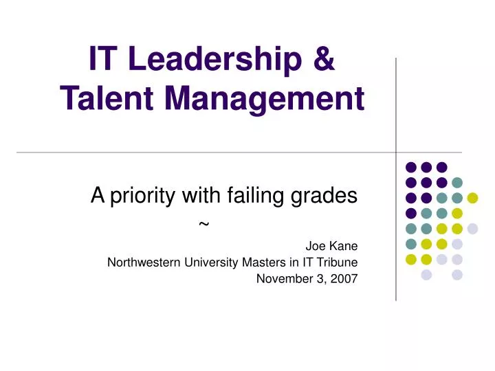 it leadership talent management