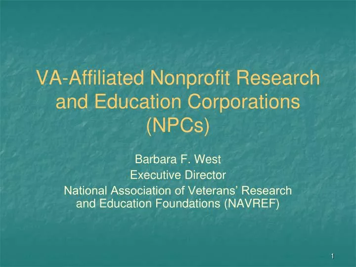 va affiliated nonprofit research and education corporations npcs