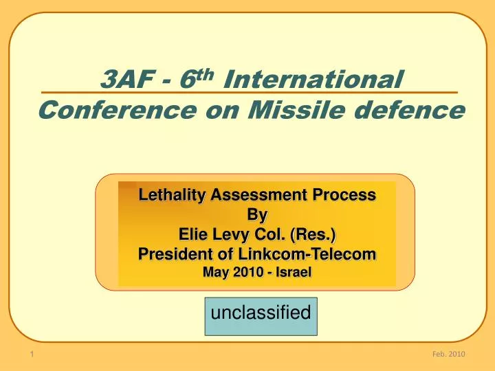 3af 6 th international conference on missile defence