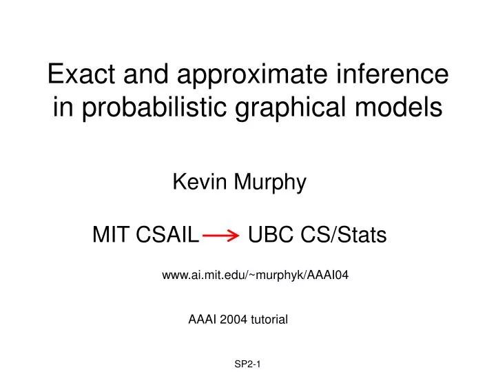 exact and approximate inference in probabilistic graphical models