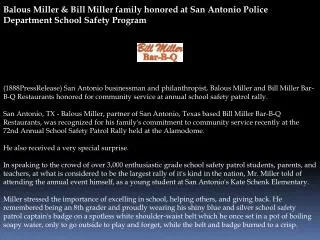 Balous Miller & Bill Miller family honored at San Antonio Po
