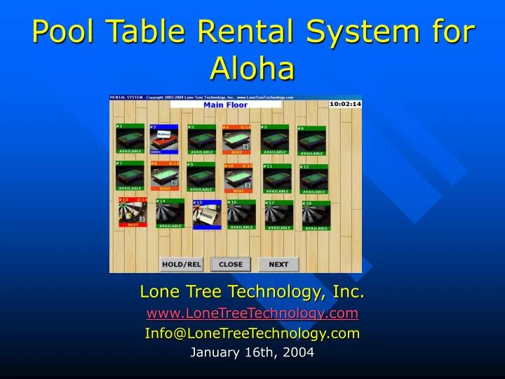 pool table rental system for aloha