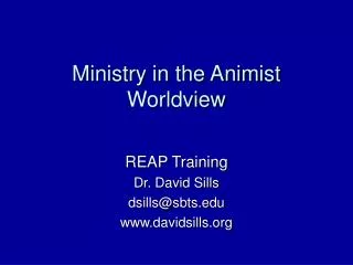 Ministry in the Animist Worldview