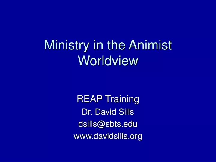 ministry in the animist worldview