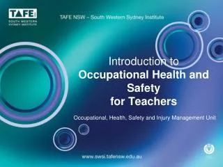 Introduction to Occupational Health and Safety for Teachers