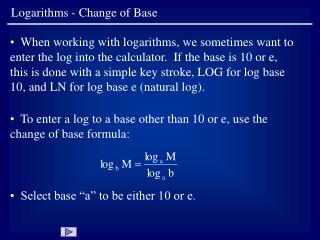 Logarithms - Change of Base
