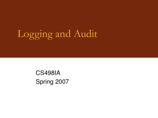 Logging and Audit