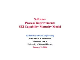 Software Process Improvement: SEI Capability Maturity Model
