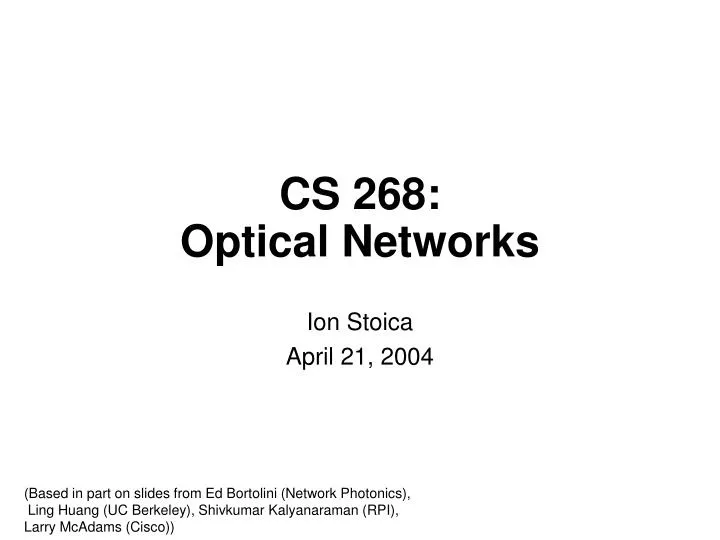 cs 268 optical networks