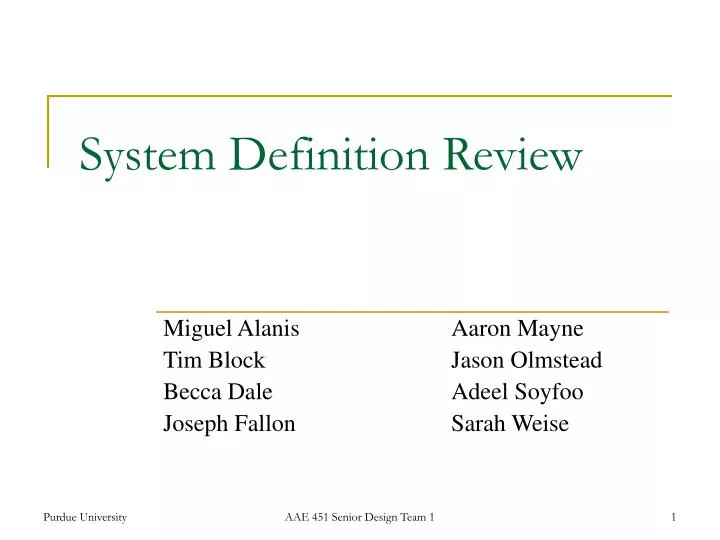 system definition review