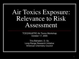Air Toxics Exposure: Relevance to Risk Assessment