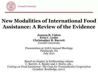 New Modalities of International Food Assistance: A Review of the Evidence