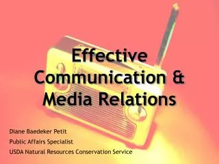 Effective Communication &amp; Media Relations