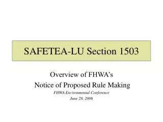 SAFETEA-LU Section 1503
