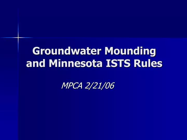 groundwater mounding and minnesota ists rules