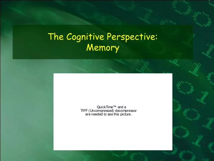 the cognitive perspective memory