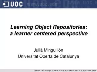 Learning Object Repositories: a learner centered perspective
