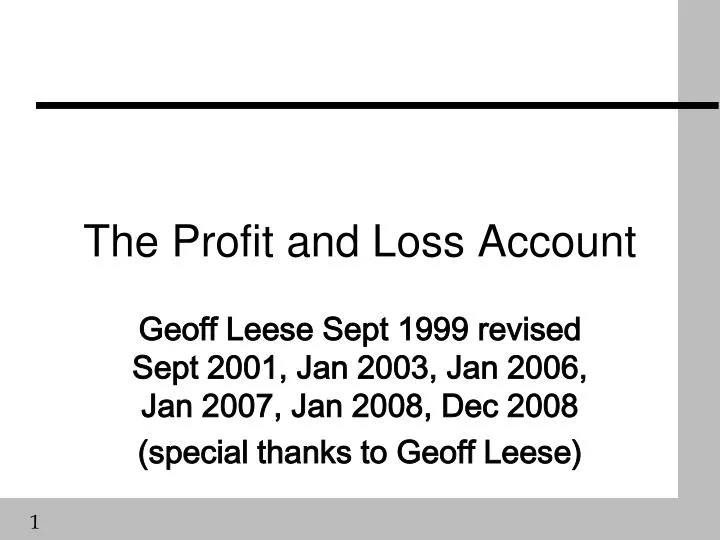 the profit and loss account