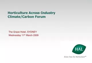 Horticulture Across-Industry Climate/Carbon Forum