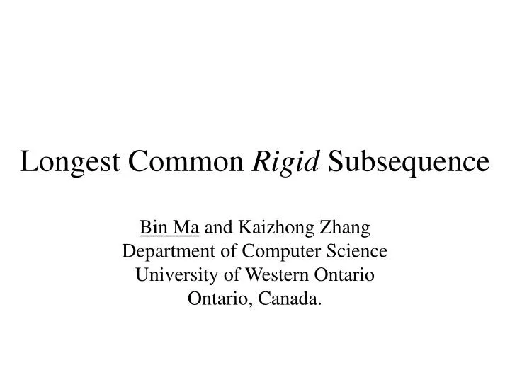 longest common rigid subsequence