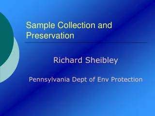 Sample Collection and Preservation