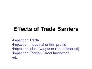 Effects of Trade Barriers