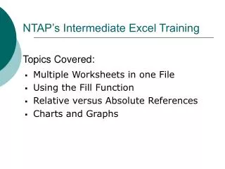 NTAP’s Intermediate Excel Training