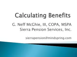Calculating Benefits